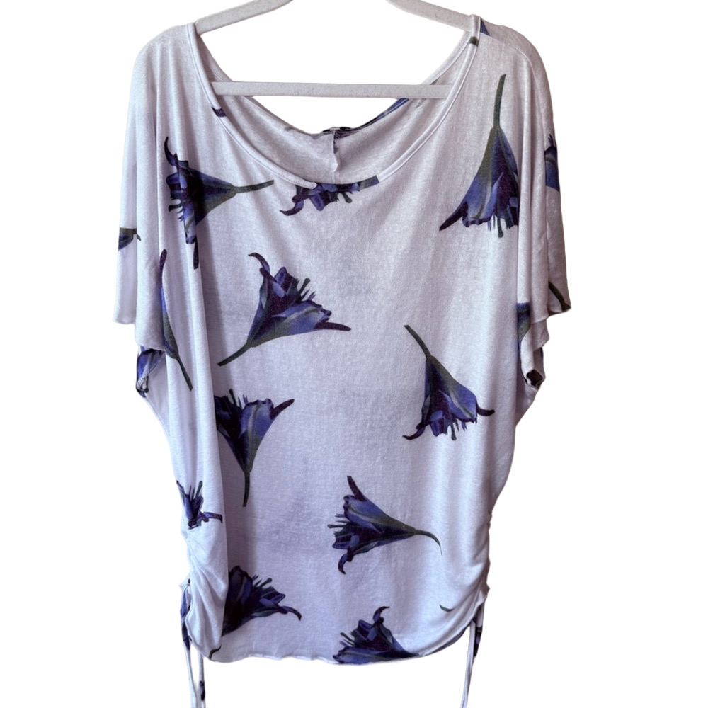 Kismet White and Blue Relaxed Ruched Tunic Women’s XL